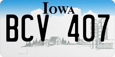 IA license plate BCV407
