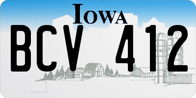 IA license plate BCV412
