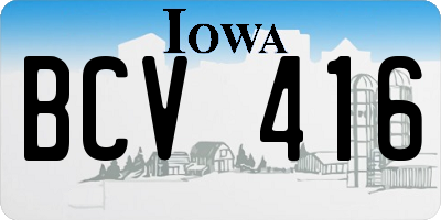 IA license plate BCV416