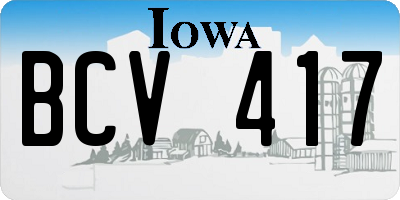 IA license plate BCV417