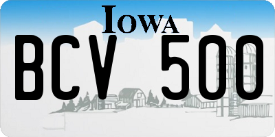 IA license plate BCV500