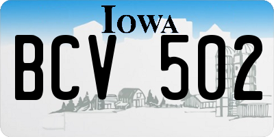 IA license plate BCV502