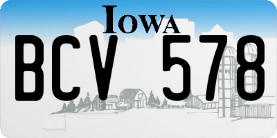 IA license plate BCV578
