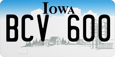 IA license plate BCV600