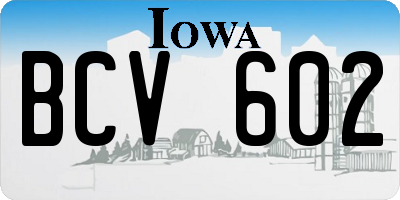 IA license plate BCV602