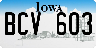 IA license plate BCV603