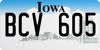 IA license plate BCV605