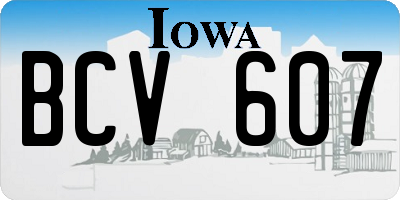 IA license plate BCV607