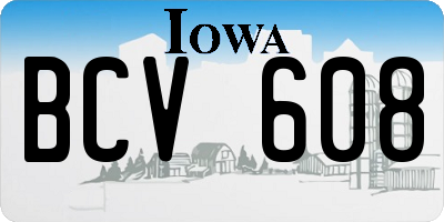 IA license plate BCV608