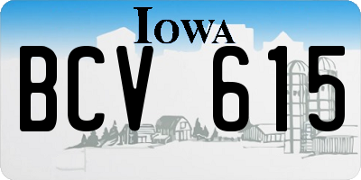 IA license plate BCV615
