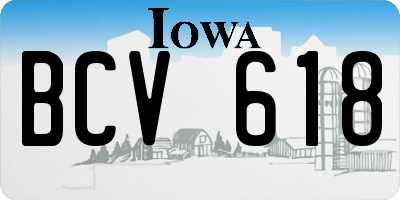 IA license plate BCV618