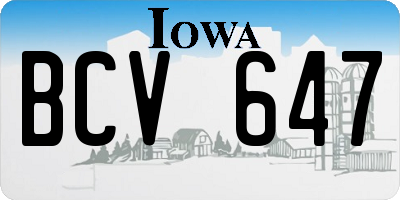 IA license plate BCV647