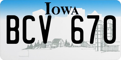 IA license plate BCV670