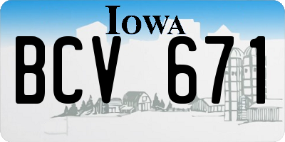 IA license plate BCV671