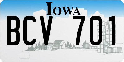 IA license plate BCV701