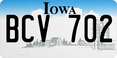 IA license plate BCV702