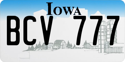 IA license plate BCV777