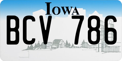 IA license plate BCV786