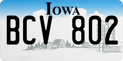 IA license plate BCV802