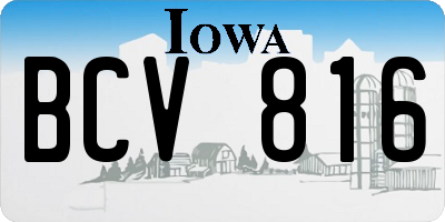 IA license plate BCV816
