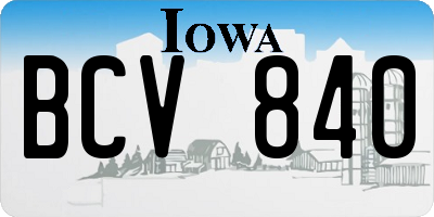 IA license plate BCV840
