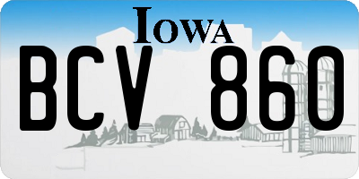 IA license plate BCV860