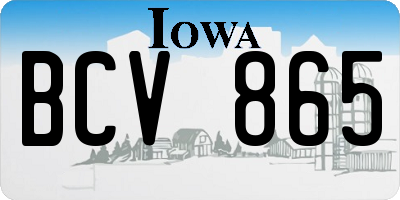 IA license plate BCV865