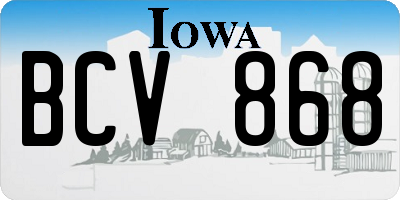 IA license plate BCV868