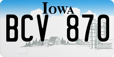 IA license plate BCV870