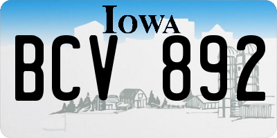 IA license plate BCV892