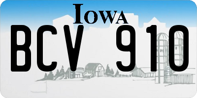 IA license plate BCV910