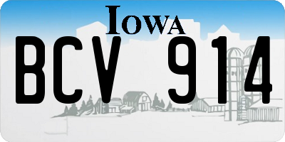 IA license plate BCV914