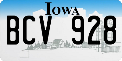 IA license plate BCV928