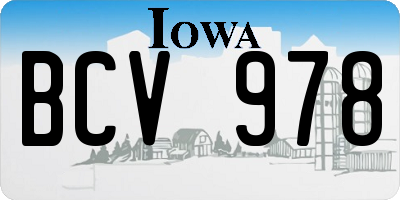 IA license plate BCV978