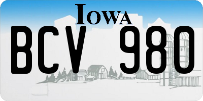IA license plate BCV980