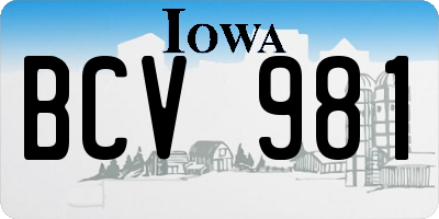 IA license plate BCV981