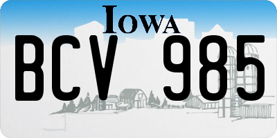 IA license plate BCV985