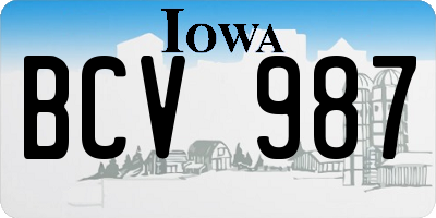 IA license plate BCV987