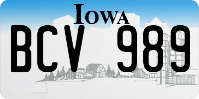 IA license plate BCV989