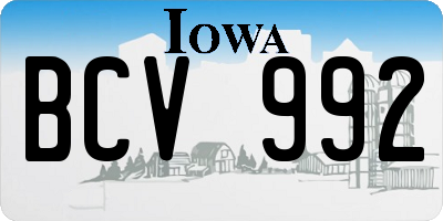 IA license plate BCV992