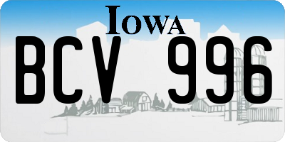 IA license plate BCV996