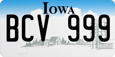 IA license plate BCV999