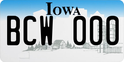 IA license plate BCW000
