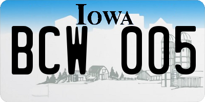 IA license plate BCW005