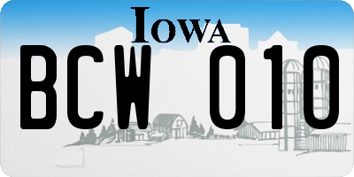 IA license plate BCW010