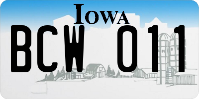 IA license plate BCW011