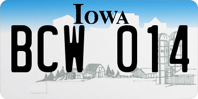 IA license plate BCW014