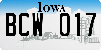 IA license plate BCW017
