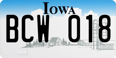 IA license plate BCW018