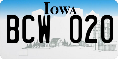 IA license plate BCW020